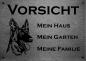 Preview: Edelstahl Warnschild Deutscher Schäferhund VORSICHT Mein Haus mein Garten meine Familie